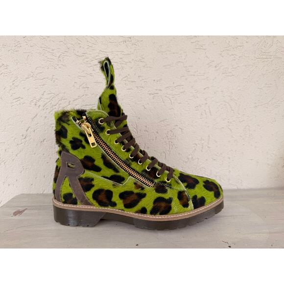 Authentic Italian-made RIDDICK luxury boots - green leopard main image 9